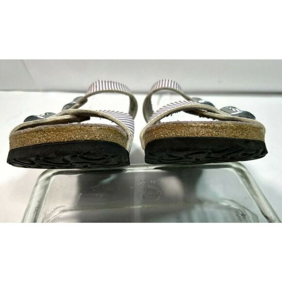 Birkenstock Birki's Sandals Lavender Purple White Stripe 2 Buckle - Picture 3 of 12